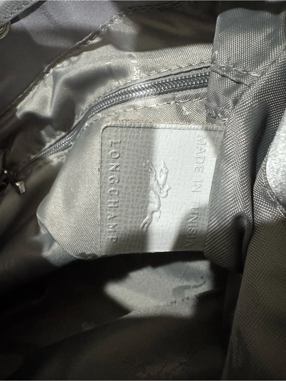 Longchamp Le Pilage Neo Grey Drawstring Bucket Bag